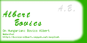 albert bovics business card